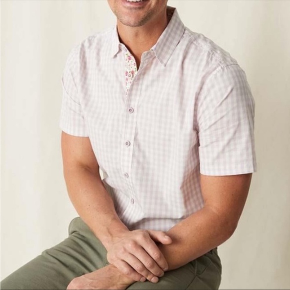 Matilda Jane Men’s Brunch Button‎ down Shirt Gingham Short Sleeves